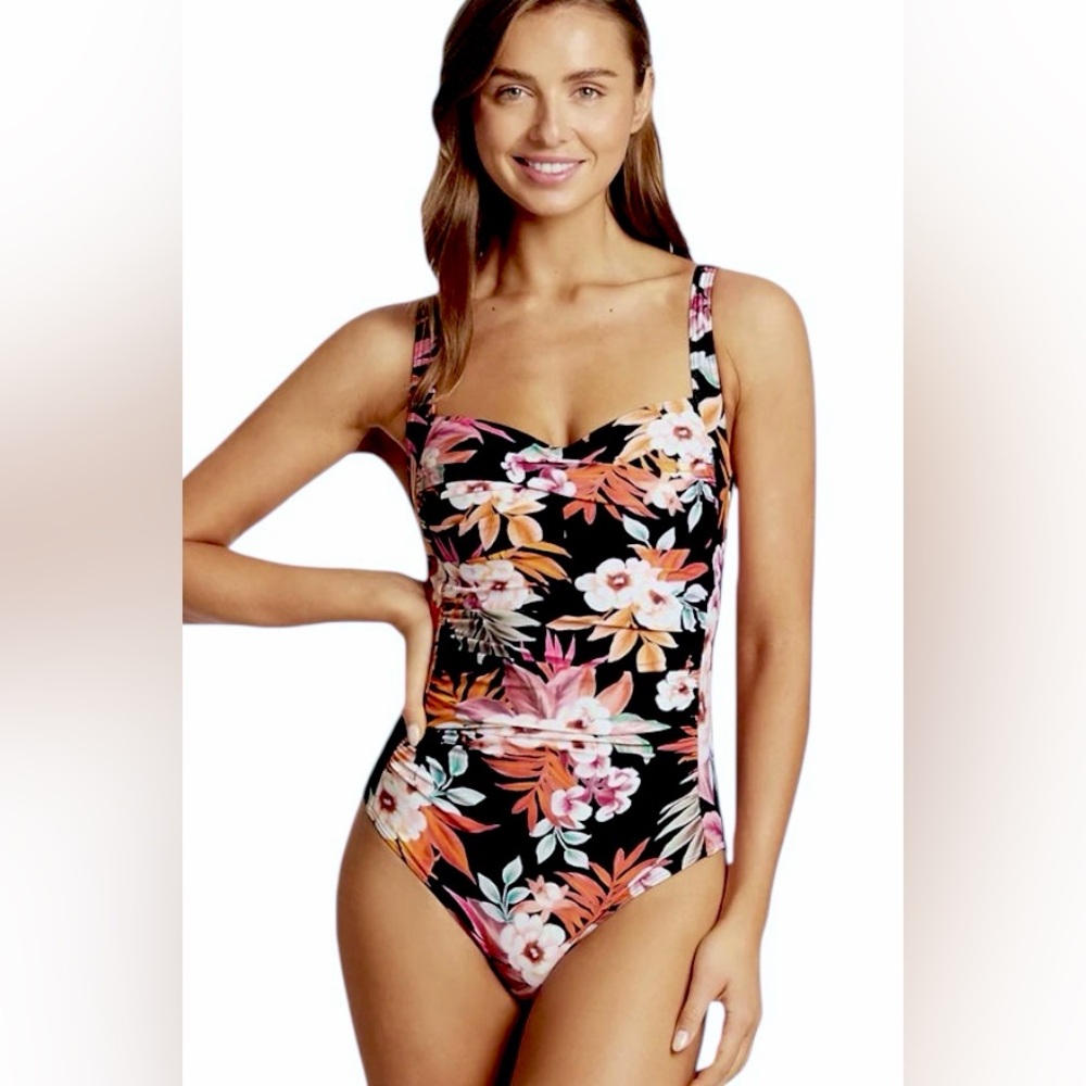 NWT – Sea Level Swim – Tropical Floral Twist Front One Piece Swimsuit – Sz. 12